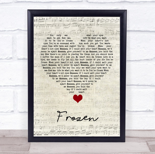 Madonna Frozen Script Heart Song Lyric Quote Music Print