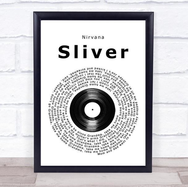 Nirvana Sliver Vinyl Record Song Lyric Quote Music Print