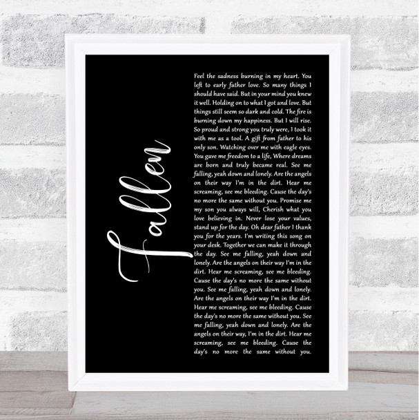 Volbeat Fallen Black Script Song Lyric Quote Music Print