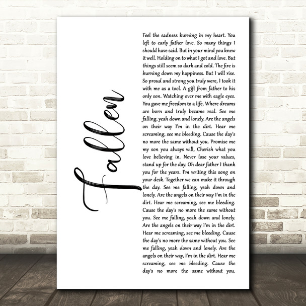 Volbeat Fallen White Script Song Lyric Quote Music Print