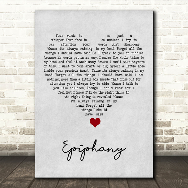 Staind Epiphany Grey Heart Song Lyric Quote Music Print