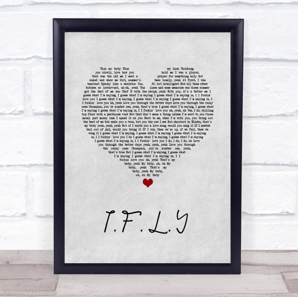 Bazzi I.F.L.Y. Grey Heart Song Lyric Quote Music Print