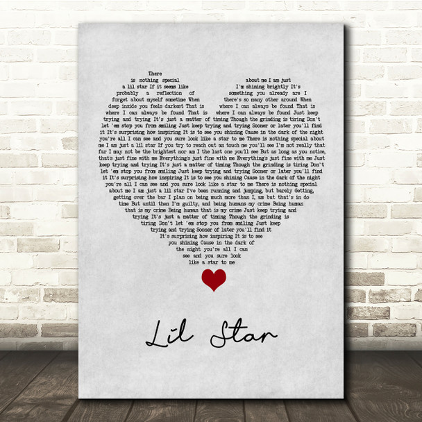 Kelis Lil Star Grey Heart Song Lyric Quote Music Print