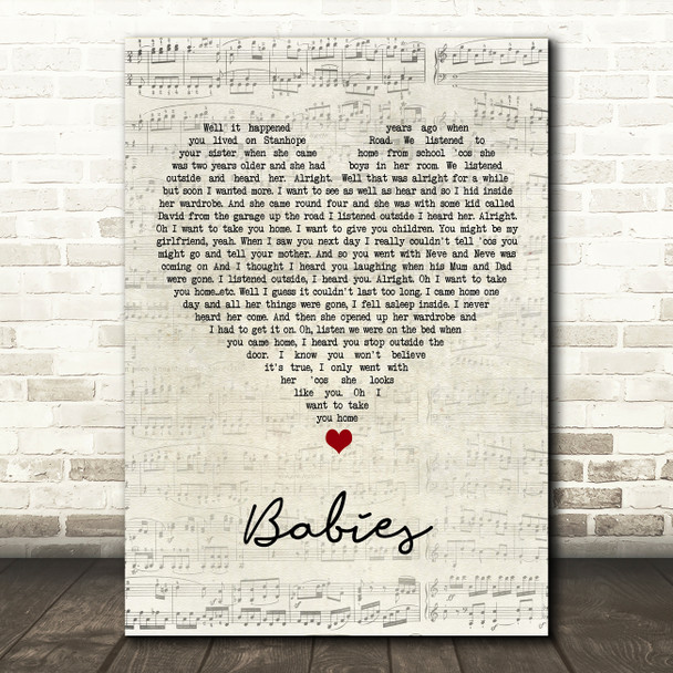 Pulp Babies Script Heart Song Lyric Quote Music Print