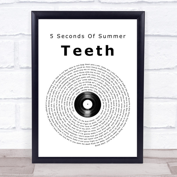 5 Seconds Of Summer Teeth Vinyl Record Song Lyric Quote Music Print