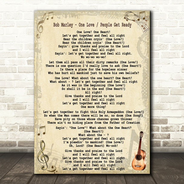 Bob Marley One Love People Get Ready Song Lyric Quote Print