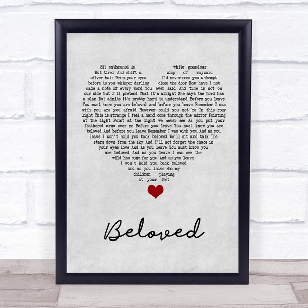 Mumford & Sons Beloved Grey Heart Song Lyric Quote Music Print