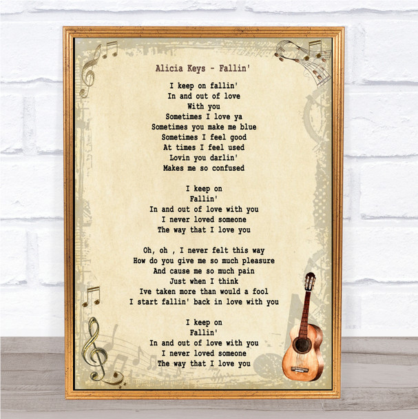 Alicia Keys Fallin' Song Lyric Quote Print