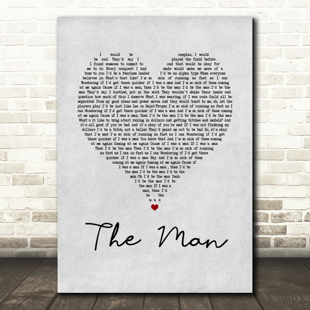 Taylor Swift The Man Grey Heart Song Lyric Quote Music Print