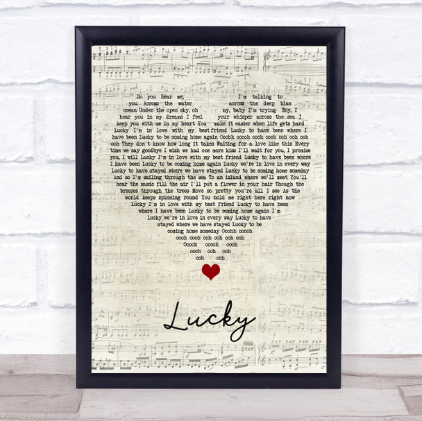 Jason Mraz Lucky Script Heart Song Lyric Quote Music Print