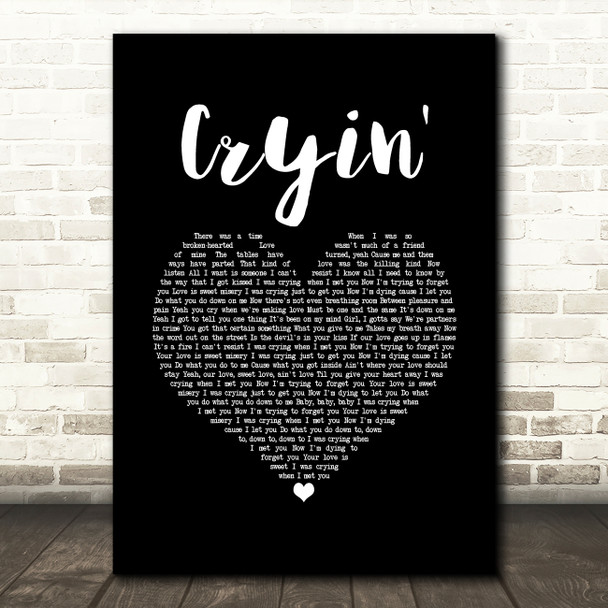 Aerosmith Cryin' Black Heart Song Lyric Quote Music Print