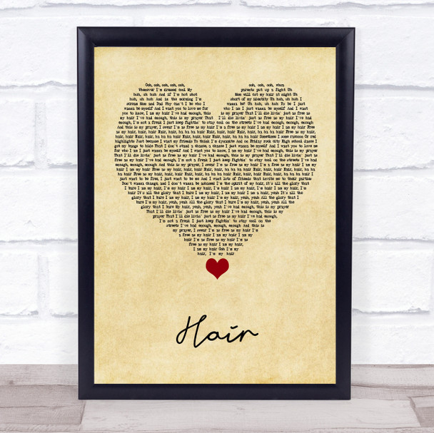 Lady Gaga Hair Vintage Heart Song Lyric Quote Music Print