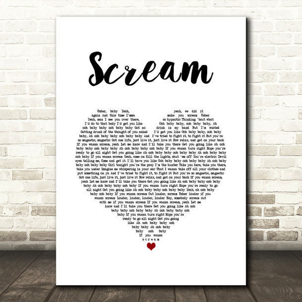 Usher Scream White Heart Song Lyric Quote Music Print