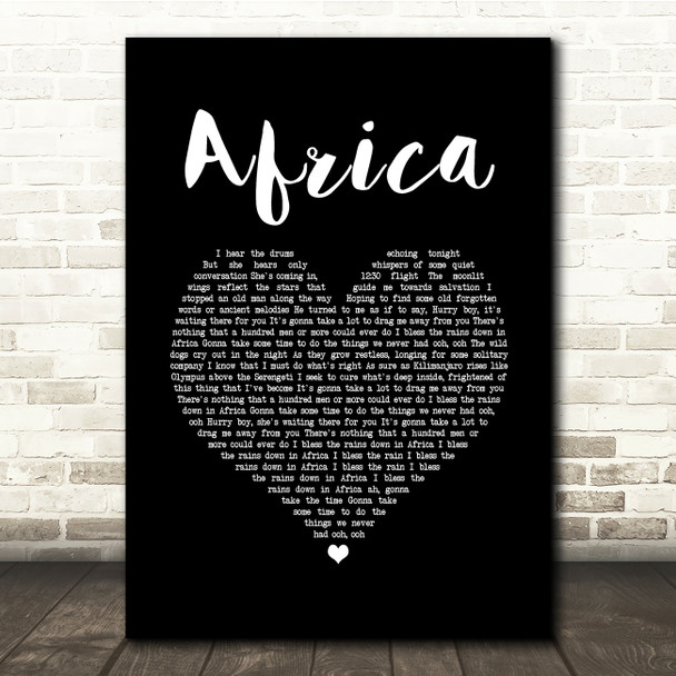 Toto Africa Black Heart Song Lyric Quote Music Print
