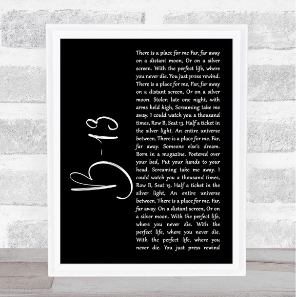 Jump Little Children B-13 Black Script Song Lyric Quote Music Print