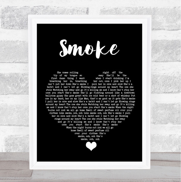 A Thousand Horses Smoke Black Heart Song Lyric Quote Music Print