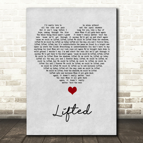 Lighthouse Family Lifted Grey Heart Song Lyric Quote Music Print