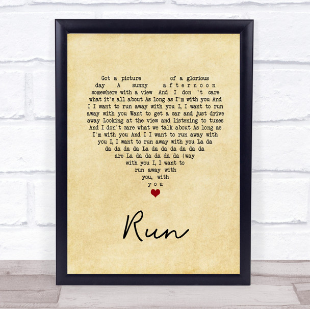 Lighthouse Family Run Vintage Heart Song Lyric Quote Music Print