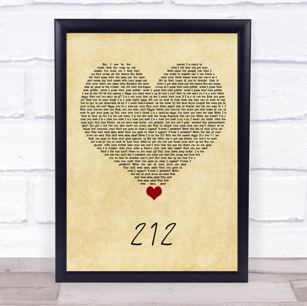 Azealia Banks 212 Vintage Heart Song Lyric Quote Music Print