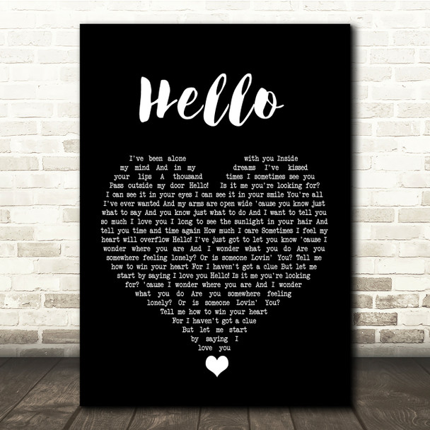 Lionel Richie Hello Black Heart Song Lyric Quote Music Print