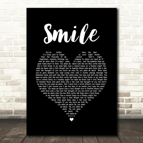 Uncle Kracker Smile Black Heart Song Lyric Quote Music Print