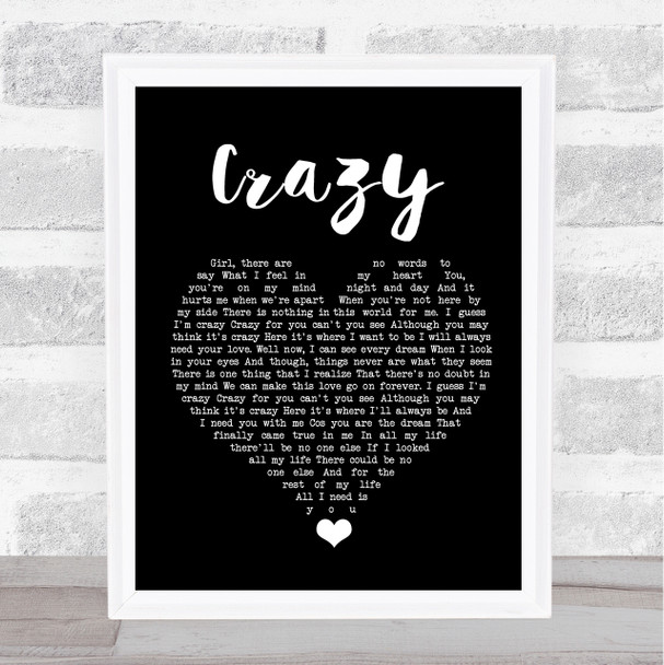 Kenny Rogers Crazy Black Heart Song Lyric Quote Music Print