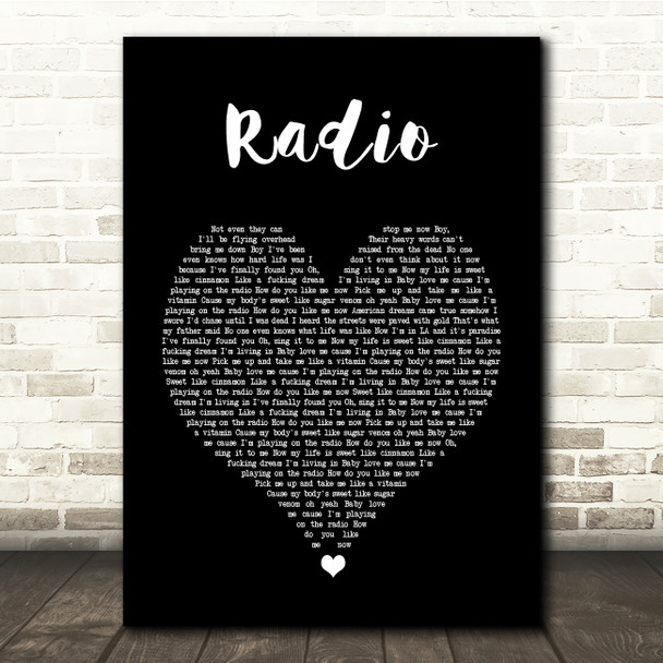Lana Del Rey Radio Black Heart Song Lyric Quote Music Print