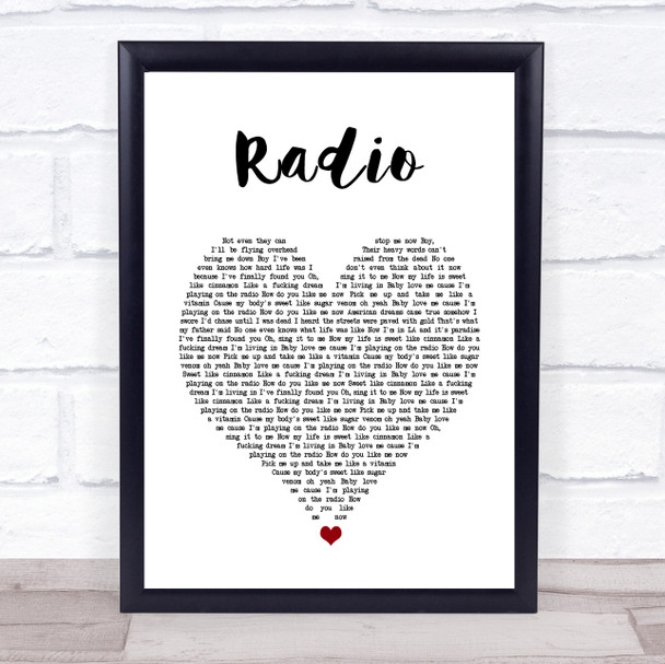 Lana Del Rey Radio White Heart Song Lyric Quote Music Print