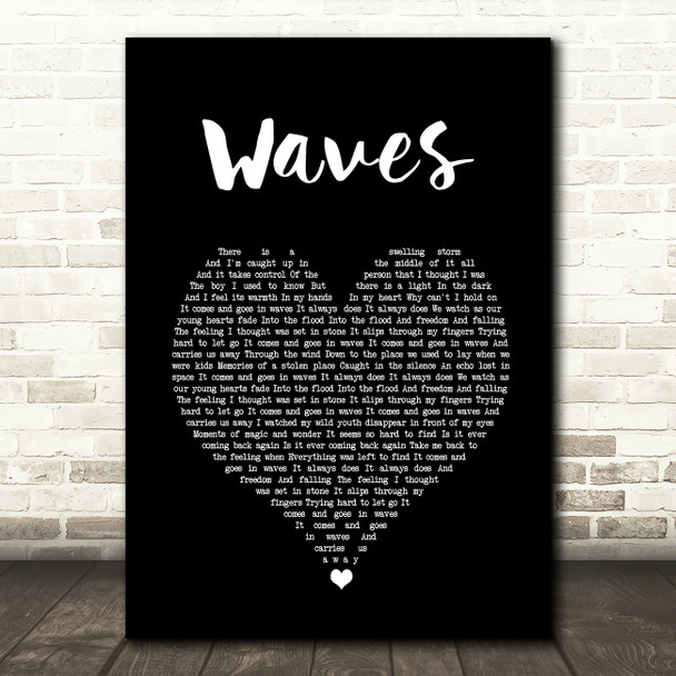 Dean Lewis Waves Black Heart Song Lyric Quote Music Print