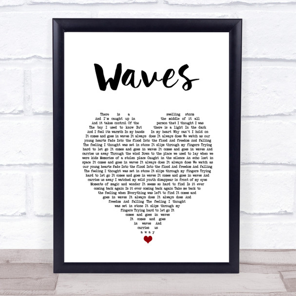 Dean Lewis Waves White Heart Song Lyric Quote Music Print