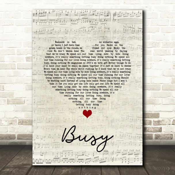 Olly Murs Busy Script Heart Song Lyric Quote Music Print