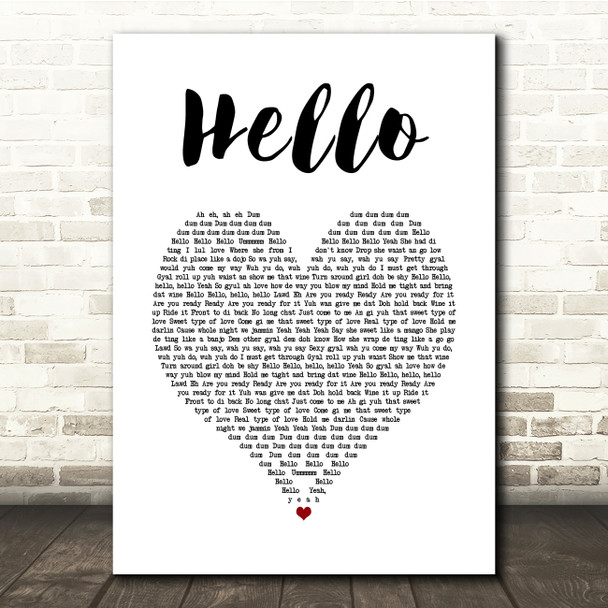 Kes Hello White Heart Song Lyric Quote Music Print