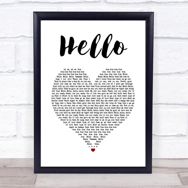 Kes Hello White Heart Song Lyric Quote Music Print