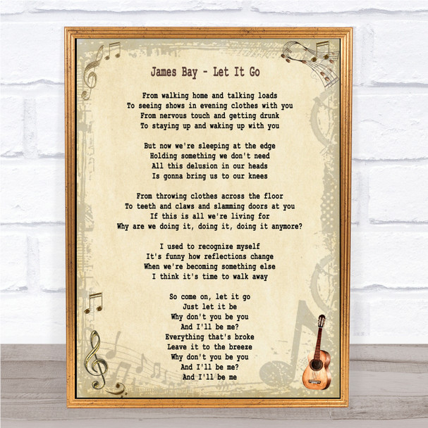 James Bay Let It Go Song Lyric Quote Print