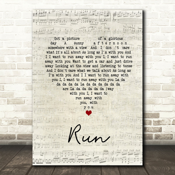 Lighthouse Family Run Script Heart Song Lyric Quote Music Print