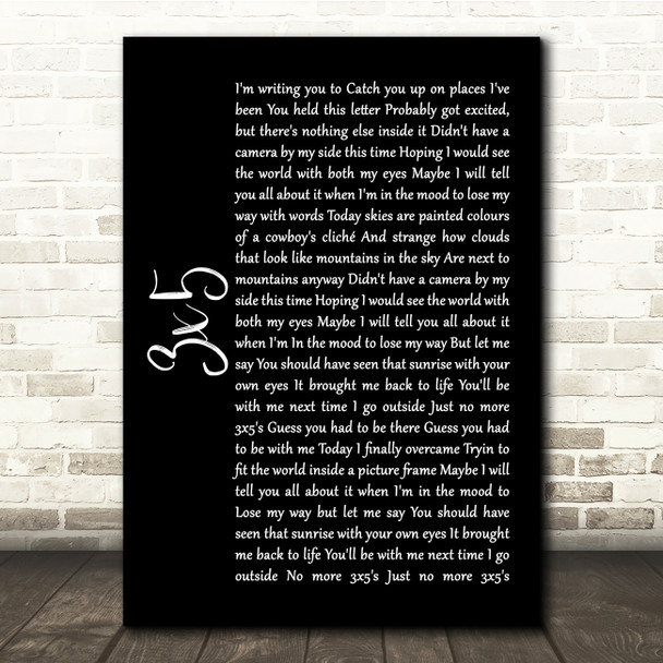 John Mayer 3x5 Black Script Song Lyric Quote Music Print