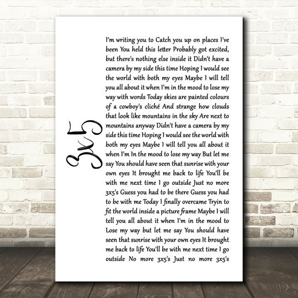 John Mayer 3x5 White Script Song Lyric Quote Music Print