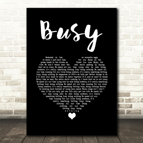 Olly Murs Busy Black Heart Song Lyric Quote Music Print