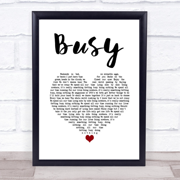 Olly Murs Busy White Heart Song Lyric Quote Music Print