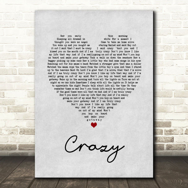 Pat Green Crazy Grey Heart Song Lyric Quote Music Print