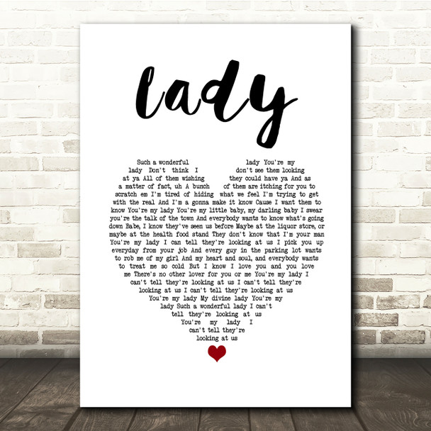 D'Angelo Lady White Heart Song Lyric Quote Music Print