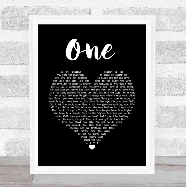 Mary J Blige feat. U2 One Black Heart Song Lyric Quote Music Print