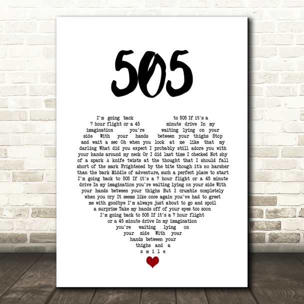 Arctic Monkeys 505 White Heart Song Lyric Quote Music Print