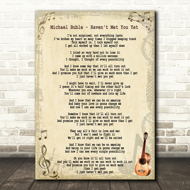 Michael Buble Haven't Met You Yet Song Lyric Quote Print