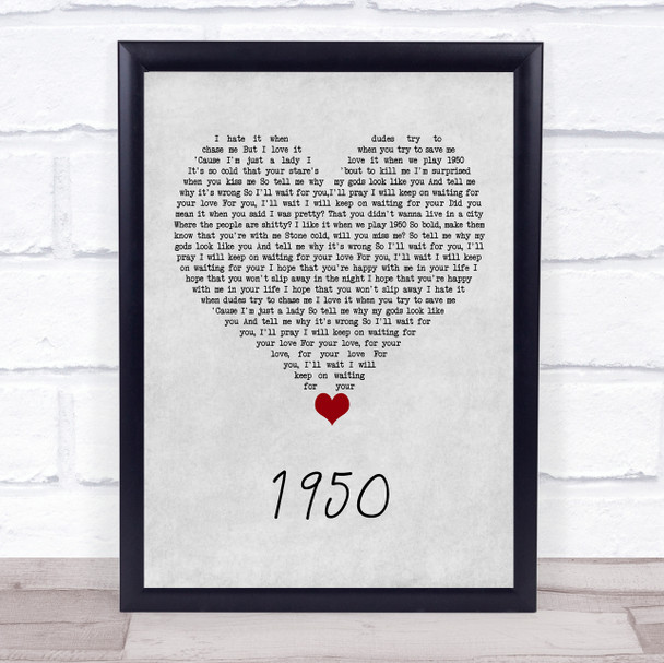 King Princess 1950 Grey Heart Song Lyric Quote Music Print