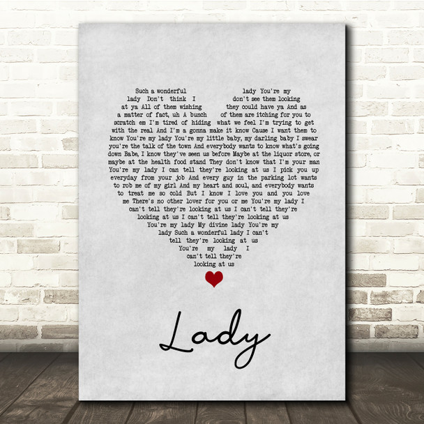 D'Angelo Lady Grey Heart Song Lyric Quote Music Print