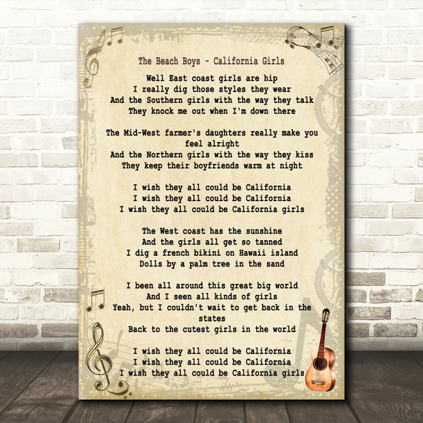 The Beach Boys California Girls Song Lyric Quote Print