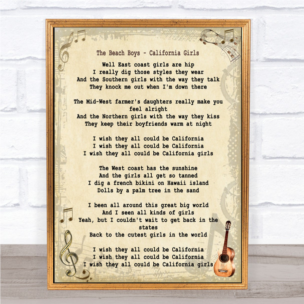 The Beach Boys California Girls Song Lyric Quote Print