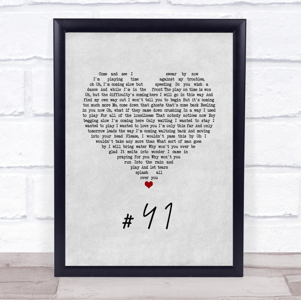 Dave Matthews Band #41 Grey Heart Song Lyric Quote Music Print