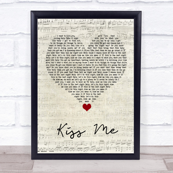 Olly Murs Kiss Me Script Heart Song Lyric Quote Music Print